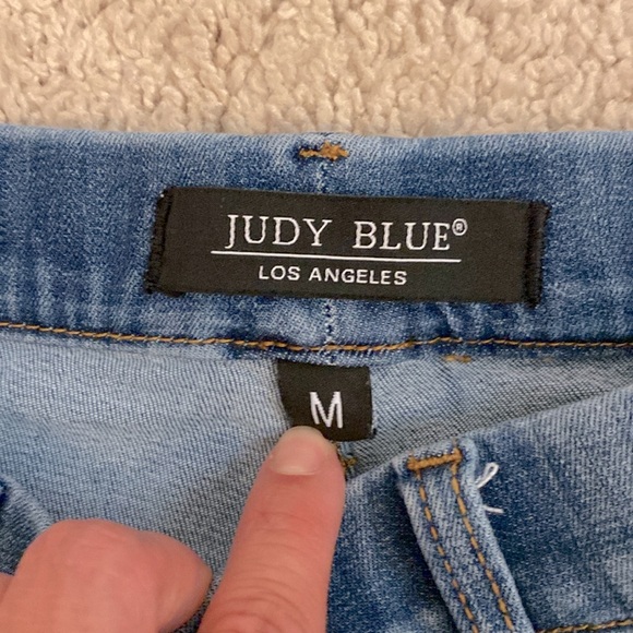 Judy Blue Mazie Pull On High Waist Blue Denim Jean Shorts Women's Size‎ M - Picture 2 of 8